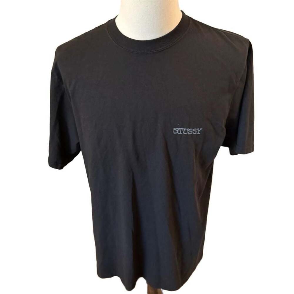 Stussy Italic Logo Black Short Sleeve Crewneck T-Shirt Medium